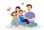 la familia feliz que vive junto con padres e hijos tiene tiempo para ...