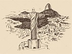 Ville de Rio de Janeiro dessinés à la main — Image vectorielle grop ...