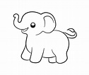 ilustración de contorno de dibujos animados de elefante bebé lindo ...