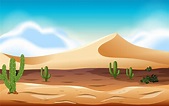 Desierto con dunas y cactus. 293763 Vector en Vecteezy