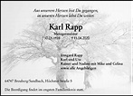 Traueranzeigen von Karl Rapp | www.vrm-trauer.de