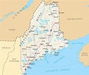 Large map of Maine state with roads, highways, relief and major cities ...