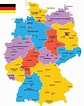 Mapa de Alemania con regiones y ciudades | Mapas de Alemania para descargar e imprimir