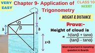 Height of cloud Trigonometry To Prove | Boards Exam | Important ...