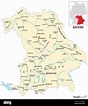 Mapa del estado de Baviera en alemán Imagen Vector de stock - Alamy