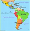Map of Central and South America | South america map, Central america ...