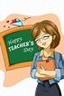 Design character of happy teacher's day cartoon illustration 3227052 ...