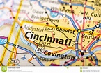 Cincinnati, Ohio en mapa foto de archivo. Imagen de colorido - 87763160