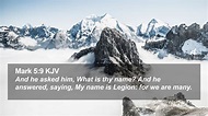 Mark 5:9 KJV Desktop Wallpaper - And he asked him, What is thy name? And he