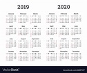 Calendar 2019 2020 year Royalty Free Vector Image