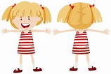 Little girl with front and back view 297210 Vector Art at Vecteezy