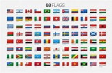 88 banderas nacionales con nombres | Vector Premium