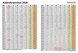 Kalenderwochen 2024 mit Vorlagen für Excel, Word und PDF