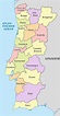 Map of Portugal regions: political and state map of Portugal