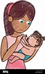 Mamá dibujo celebración amorosa del bebé Imagen Vector de stock - Alamy