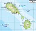 Physical Map of Saint Kitts and Nevis - Ezilon Maps | Saint kitts and ...