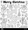Feliz juego de crucigramas de Navidad para niños. Página de actividades ...
