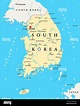 Mapa político de Corea del Sur con la capital, Seúl, las fronteras ...