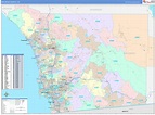 San Diego County, CA Wall Map Color Cast Style by MarketMAPS