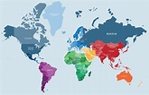 Mapa del mundo vectorial colorido completo con todos los nombres de ...