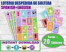 Lotería Despedida de soltera Inglés-Español para imprimir. - Etsy México
