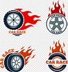 Four assorted burning wheels, Car Tire Flame Wheel, Tire Fire, effect ...