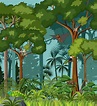 Escena de la selva tropical con varios animales salvajes. 2811917 ...