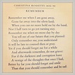 Remember - Christina Rossetti. Another top 10 fave. Lyric Poem, Song ...