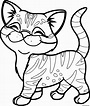 Coloriage chaton mignon rayure de tigre - JeColorie.com