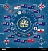 A set of British Overseas Territories flags in the form of a circular ...