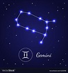 Gemini zodiac sign stars on cosmic sky Royalty Free Vector