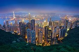 Picture Hong Kong China Rivers night time Skyscrapers Cities
