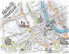 Downtown Nashville Map Watercolor Illustration Print - Etsy Australia