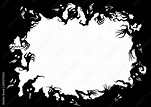 Halloween ghosts frame/ Illustration fantasy grotesque frame with ghost ...