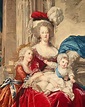 Tapisserie des Gobelins représentant le portrait de Marie-Antoinette et ...