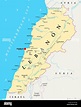Il Libano mappa politico con capitale Beirut, confini nazionali ...