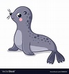 Cute little gray seal sits on a white background. Vector illustration ...
