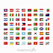 64 Simple National Flag Icons Set Design Free PSD Download