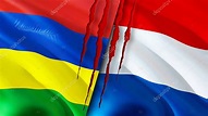 Mauricio y Países Bajos banderas con concepto de cicatriz. Bandera ...