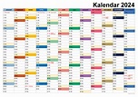 Kalender 2024 mit Kalenderwochen und Feiertagen (pdf, xls & png)