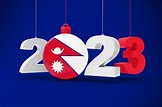 Año 2023 con bandera de nepal | Foto Gratis
