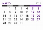 Calendario marzo 2022 – calendarios.su