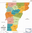 Vermont county map showing all the 14 Vermont counties and its county ...