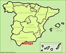 Malaga location on the Spain map - Ontheworldmap.com