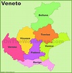 Veneto provinces map - Ontheworldmap.com