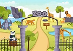 ilustración de dibujos animados del zoológico con animales de safari ...