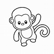 Cute Monkey para colorear, imprimir e dibujar –ColoringOnly.Com