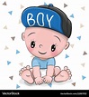 Cute cartoon baby boy in a cap Royalty Free Vector Image