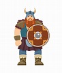 Viking character with shield. Cartoon style, flat vector illustration ...