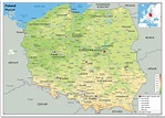 Polonia mappa fisica – Carta plastificata [GA] A2 Size 42 x 59.4 cm ...